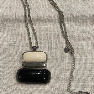 Vintage Lia Sophia Brand Black & White Enamel Necklace